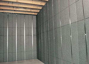 SilverGlo™ insulation and metal studs making up our Basement to Beautiful™ panels.  Installed in Wyckoff.
